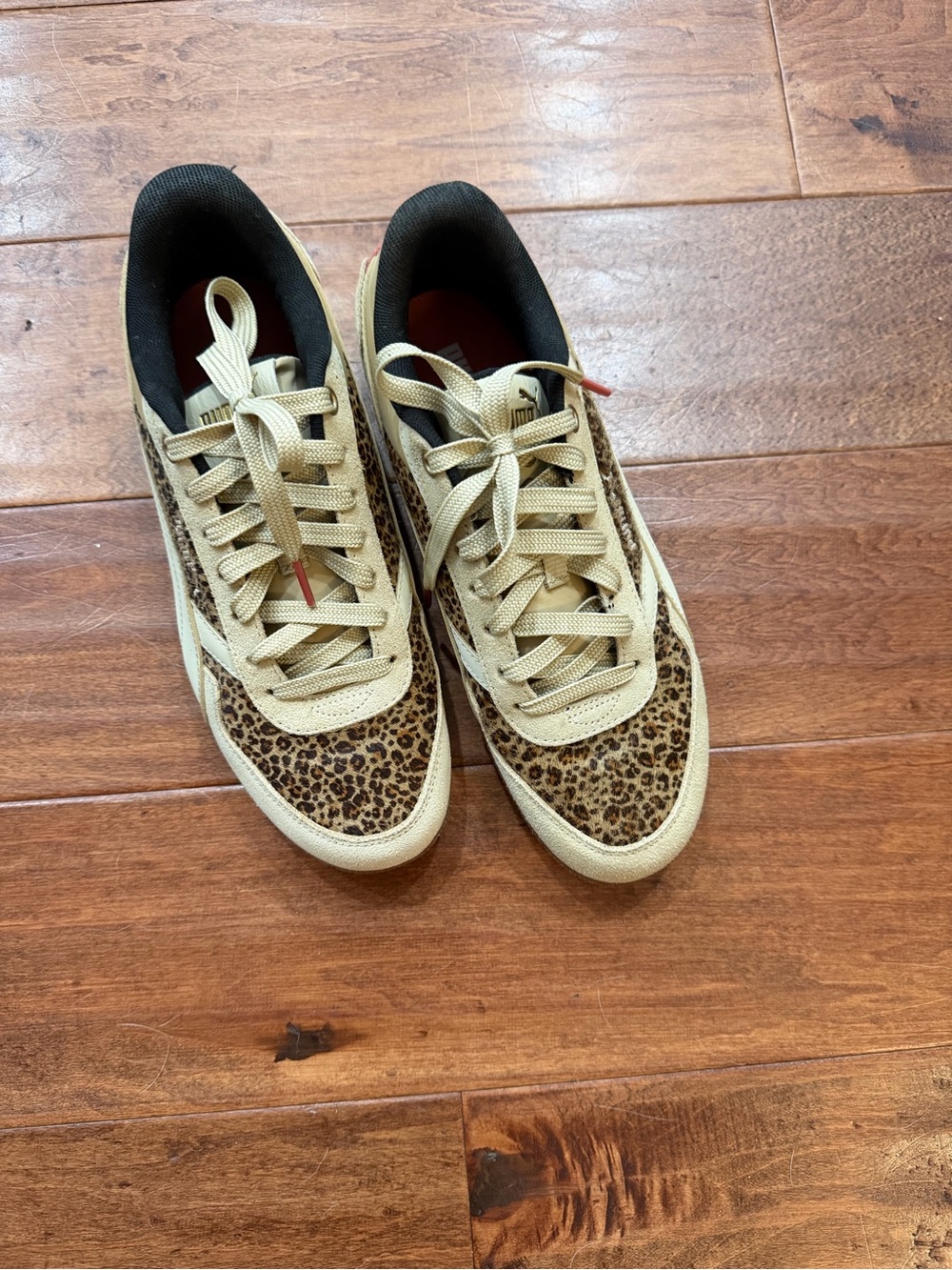 Puma Women's Beige Leopard Accent Low-Top Sneakers